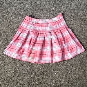 Pink plaid skirt